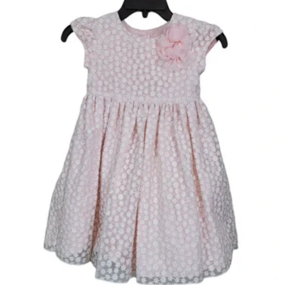 "Pippa & Julie" Toddler Girl's Pale Pink/White Floral Lace Overlay Dress